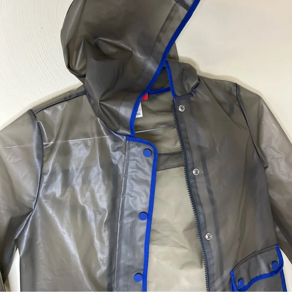 Hunter Kids Unisex Transparent Raincoat with Blue‎ Trim